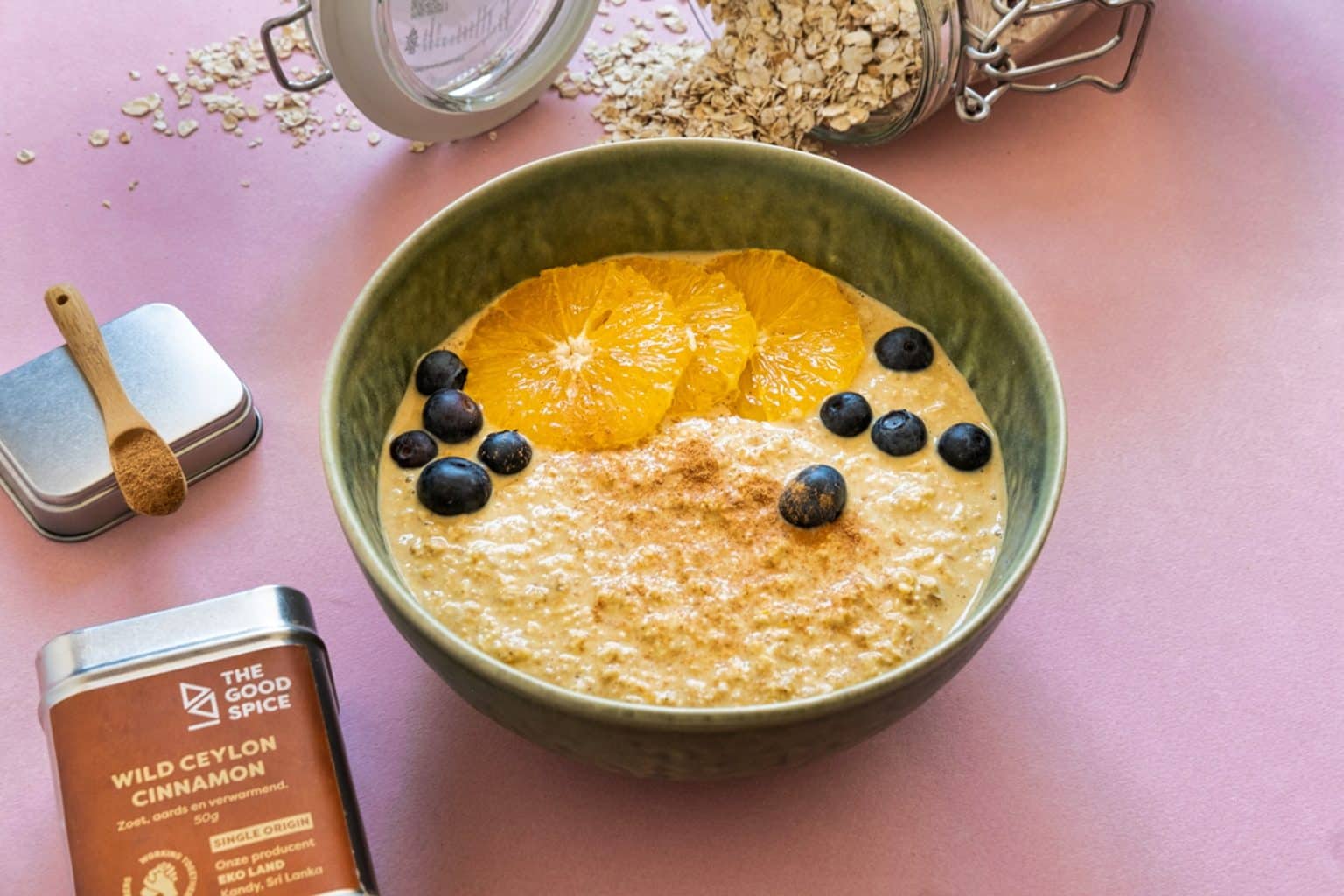 Overnight oats met sinaasappel, kaneel en gember