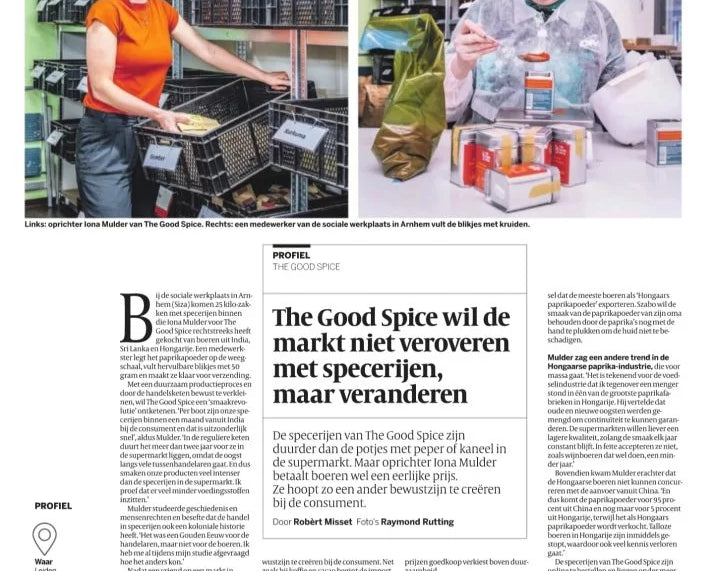 De volkskrant: The Good Spice wil de markt niet veroveren met specerijen, maar veranderen