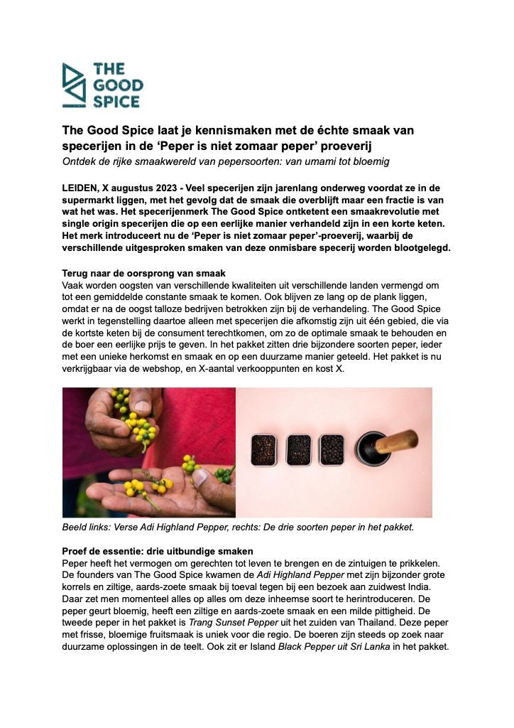 The Good Spice laat je kennismaken met de échte smaak van specerijen in de ‘Peper is niet zomaar peper’ proeverij